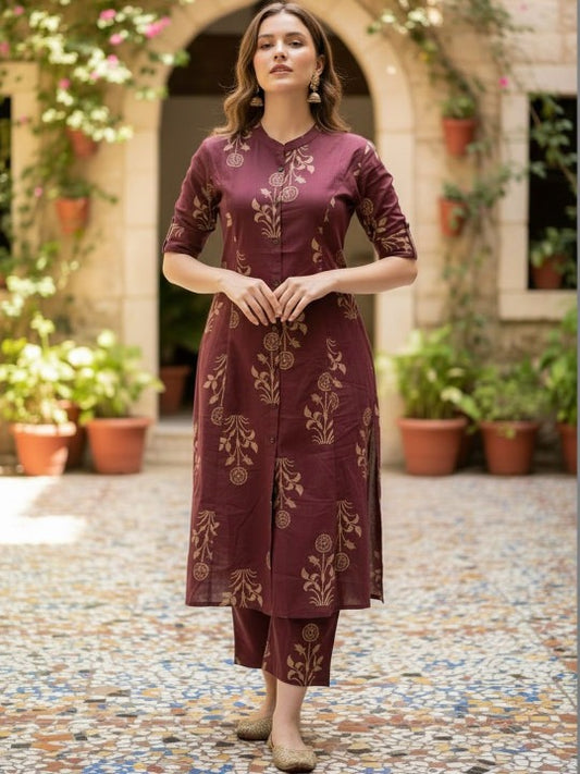 Women Ethnic Motifs Printed Regular Kurta with Trousers