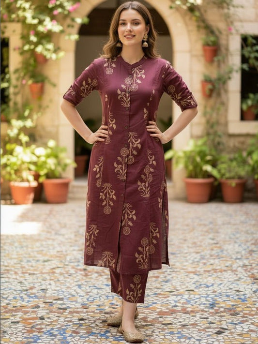 Women Ethnic Motifs Printed Regular Kurta with Trousers