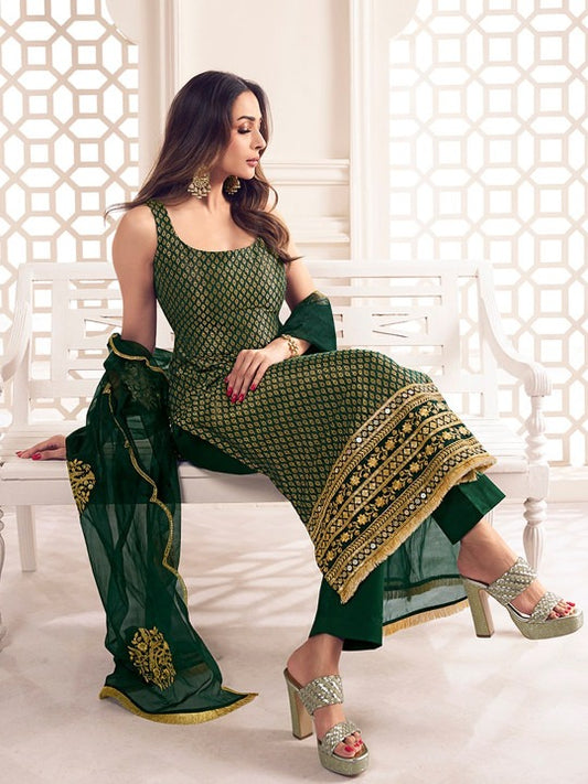 Zari Woven Embroidered Straight Kurta Set