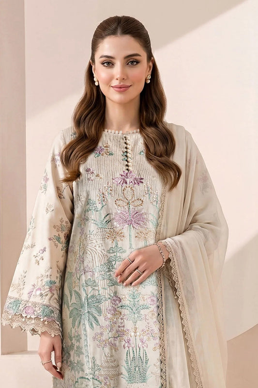 3 Piece Embroidered Dobby Jacquard Suit