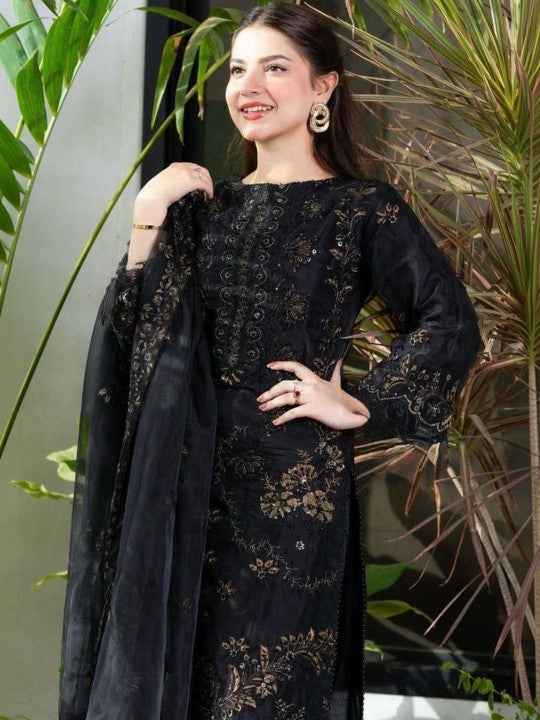 Women Ethnic Motifs Embroidered Regular Thread Work Kurta with Trousers & With Dupatta