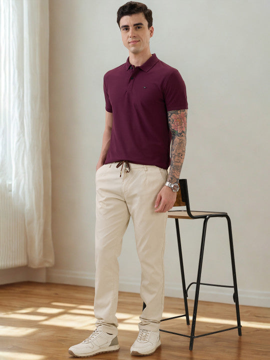 Men Solid Polo Collar Slim Fit T-shirt