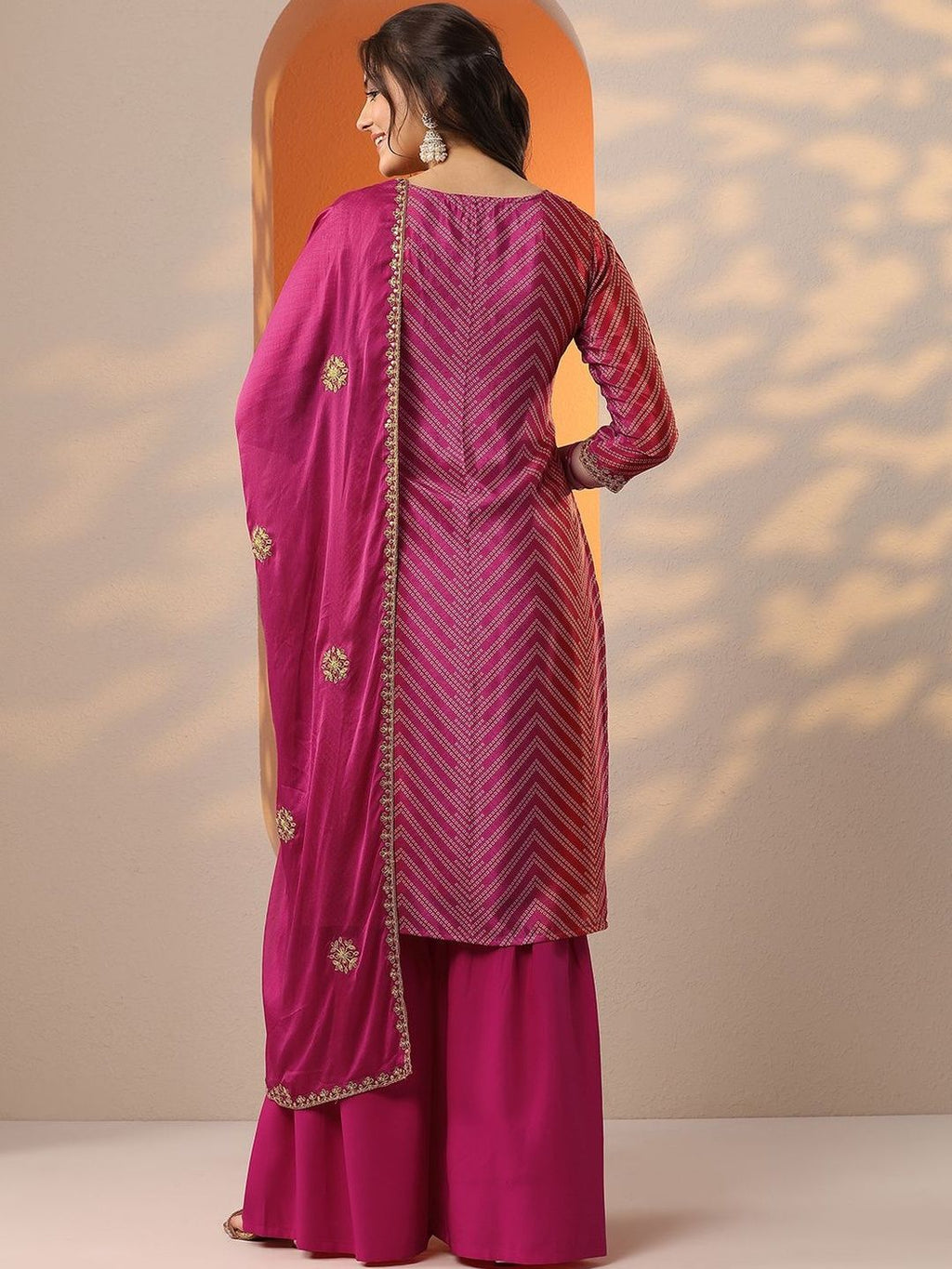 Women Regular Thread Work Kurta with Palazzos & With Dupatta