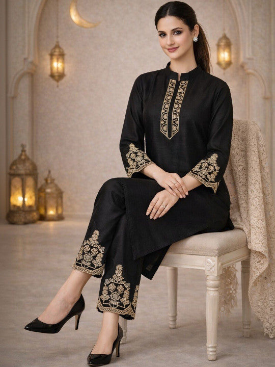 Elegant Pure Silk Kurta Set With Dupatta