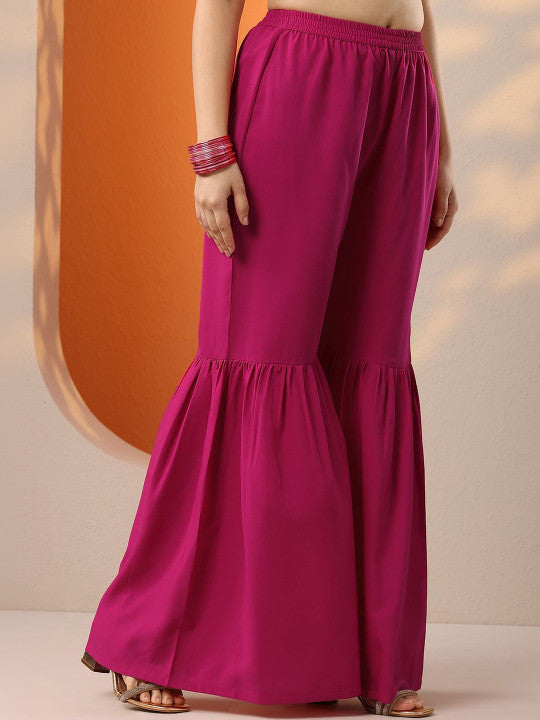 Women Regular Thread Work Kurta with Palazzos & With Dupatta