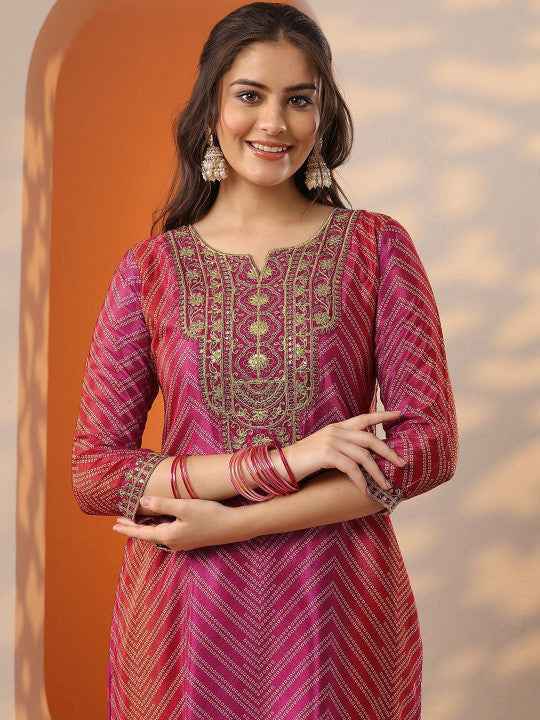 Women Regular Thread Work Kurta with Palazzos & With Dupatta
