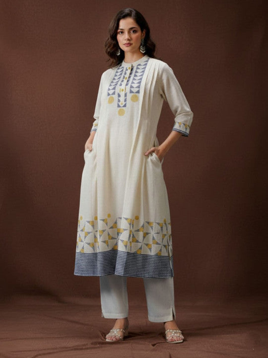 Women Printed Regular Kurta with Trousers & With Dupatta