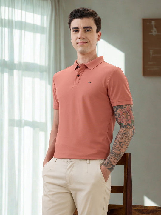 Men Solid Polo Collar Slim Fit T-shirt