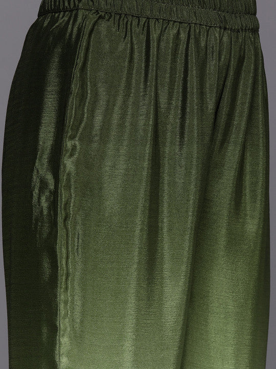 Dyed Mandarin Collar Sequinned & Beaded Kurta With Trouser