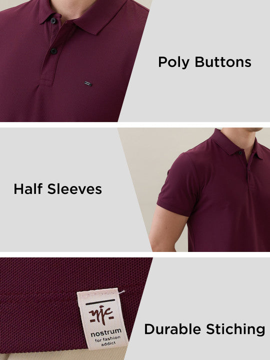 Men Solid Polo Collar Slim Fit T-shirt
