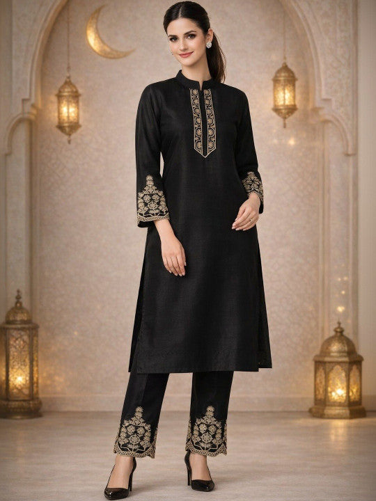 Elegant Pure Silk Kurta Set With Dupatta