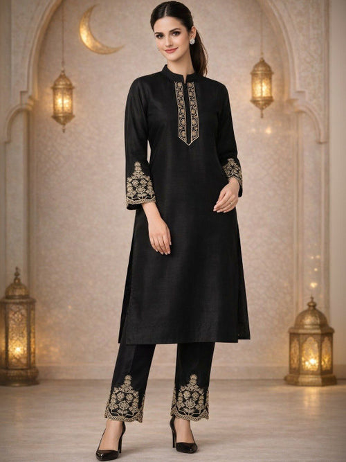 Elegant Pure Silk Kurta Set With Dupatta