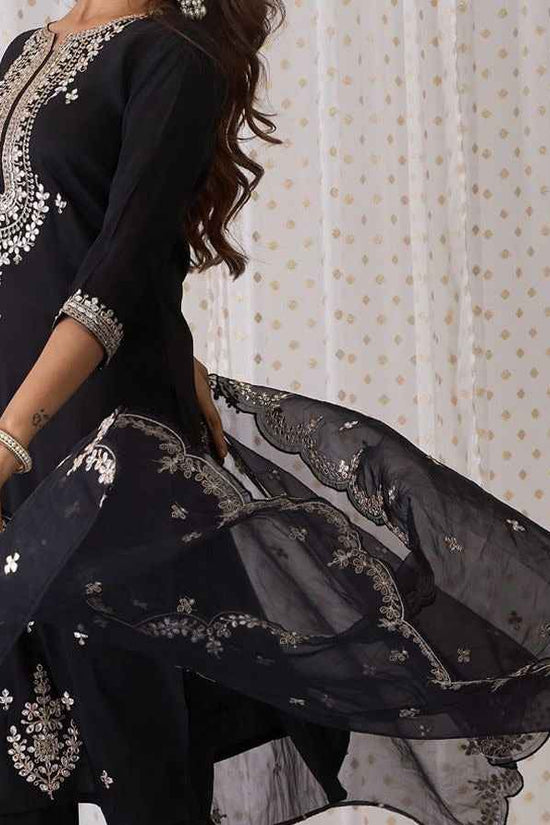 Ethnic Motifs Embroidered V-Neck Thread Work Kurta with Trousers & Dupatta