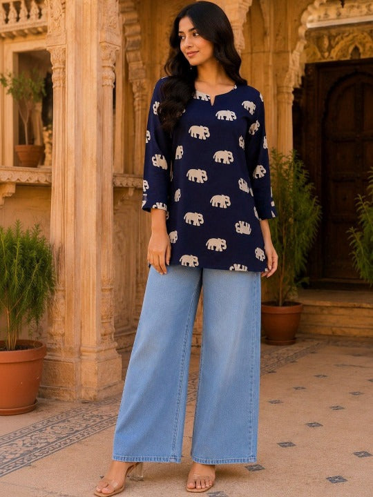 Printed Pure Cotton Blend Kurti
