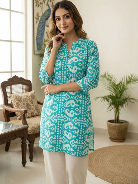 Ethnic Motifs Printed Pure Cotton Blend Kurti