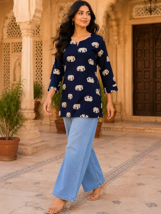 Printed Pure Cotton Blend Kurti