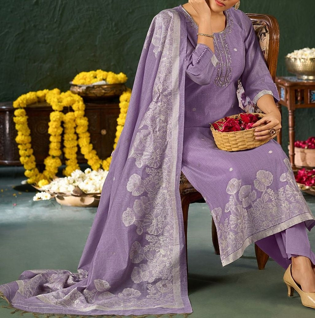 Women Floral Embroidered Regular Thread Work Kurta with Palazzos & Dupatta