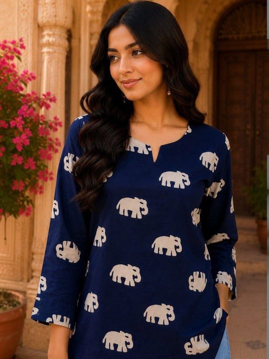 Printed Pure Cotton Blend Kurti