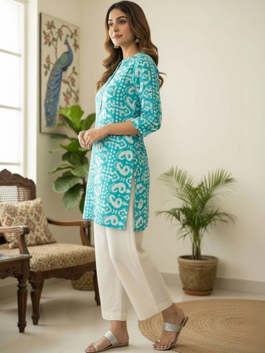 Ethnic Motifs Printed Pure Cotton Blend Kurti