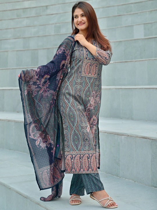 Women Ethnic Motifs Printed Regular Kurta with Trousers & Dupatta