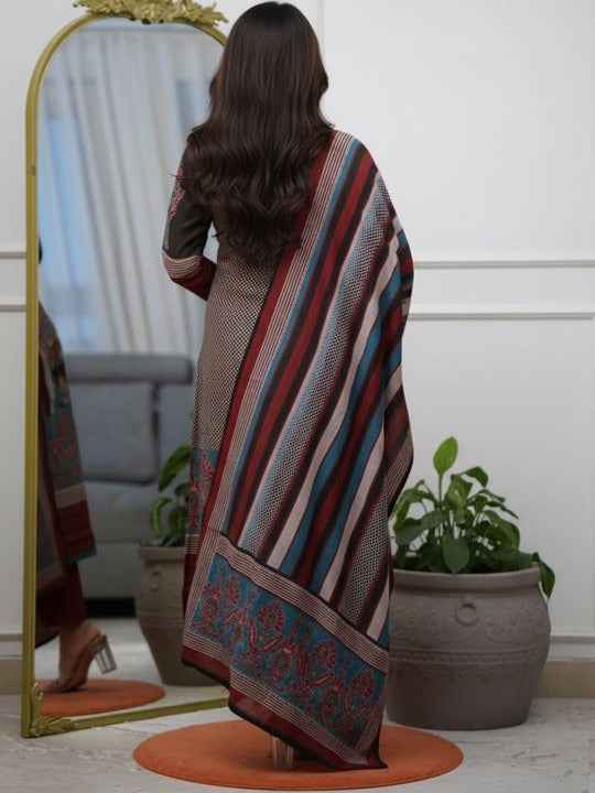 Women Printed Regular Kurta with Trousers & With Dupatta