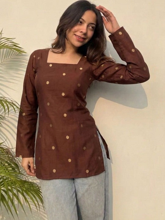 Polka Dot Printed Square Neck Kurti