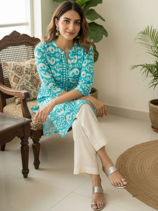 Ethnic Motifs Printed Pure Cotton Blend Kurti