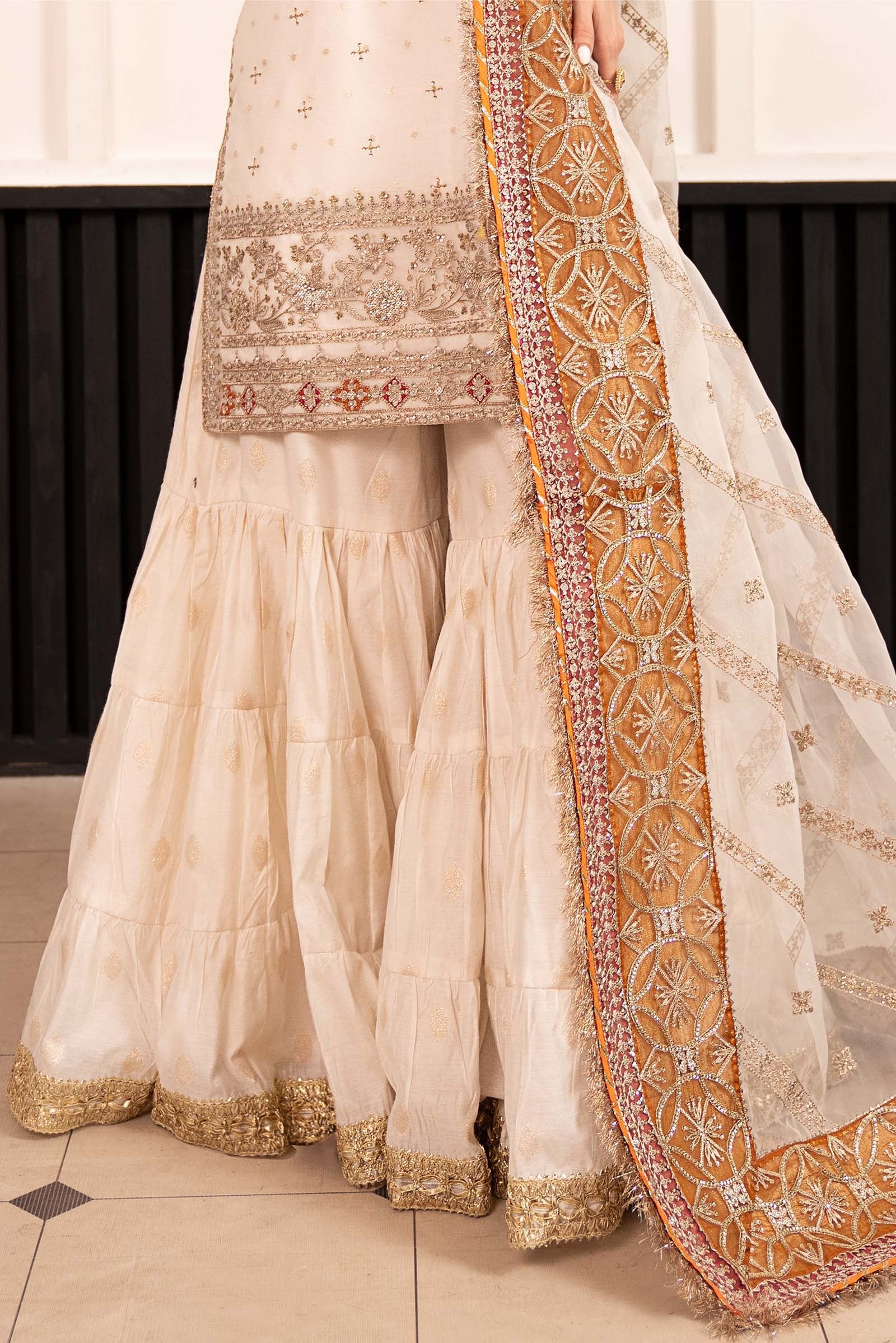 3 Piece Embroidered Cotton Lurex Suit