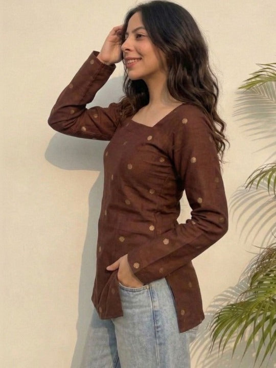 Polka Dot Printed Square Neck Kurti