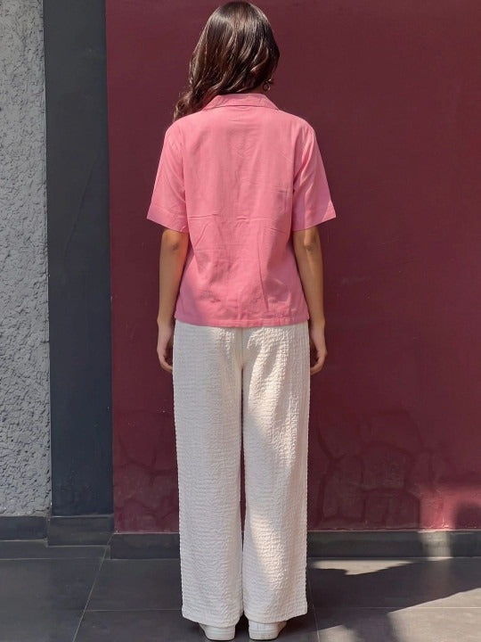 Embroidered Viscose Rayon Casual Shirt Style Top