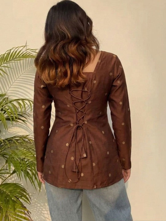 Polka Dot Printed Square Neck Kurti