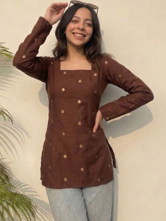 Polka Dot Printed Square Neck Kurti