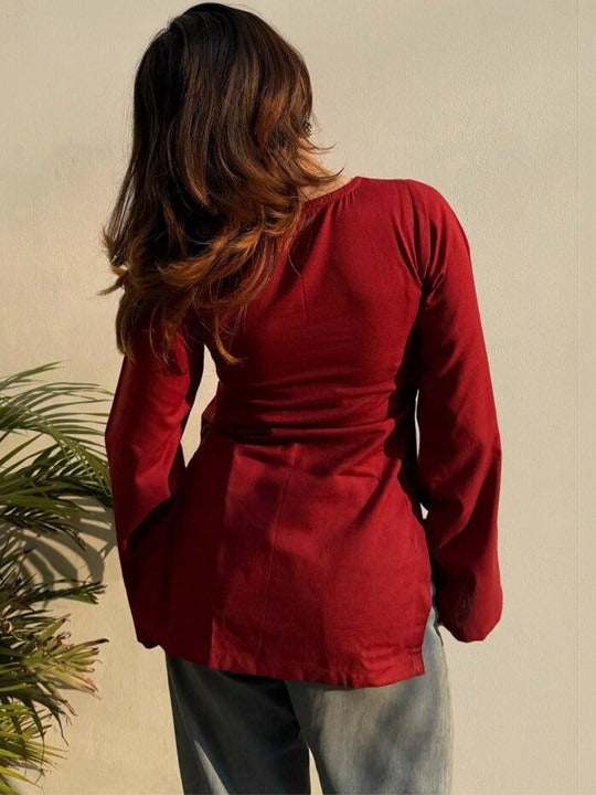 V-Neck Flared Sleeves Kurti