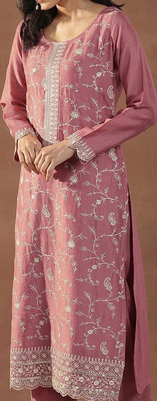 Women Floral Embroidered Regular Sequinned Kurta with Trousers & With Dupatta