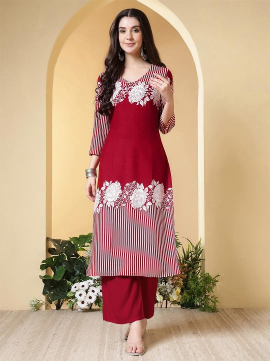 Women Floral Printed V-Neck Kurti