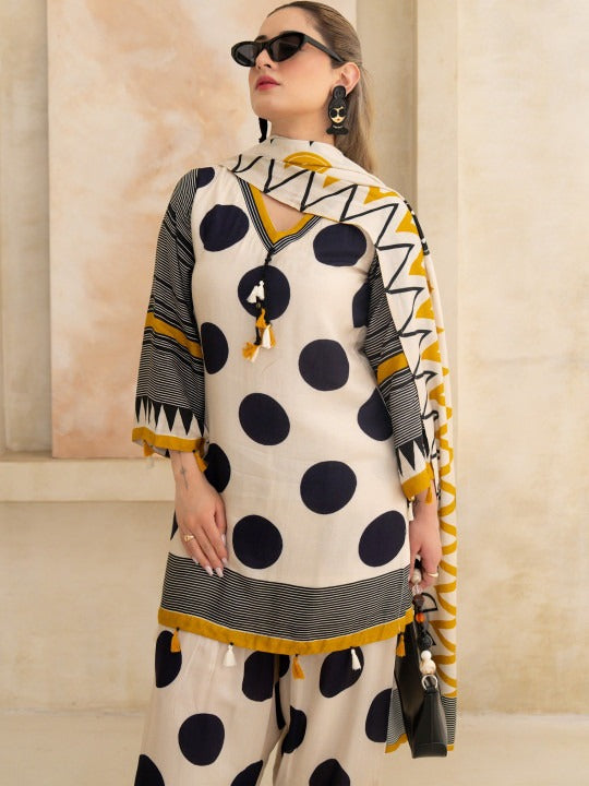 Women Printed Regular Kurta with Patiala & With Dupatta