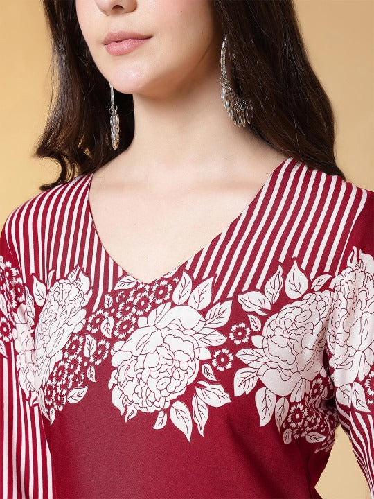 Women Floral Printed V-Neck Kurti