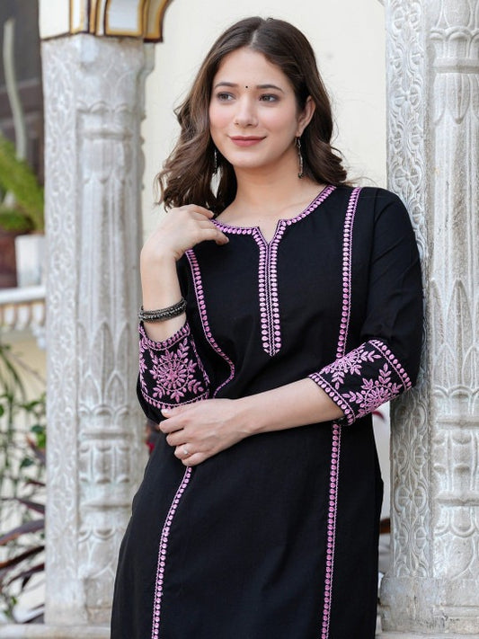 Women Embroidered Sequinned Kurta