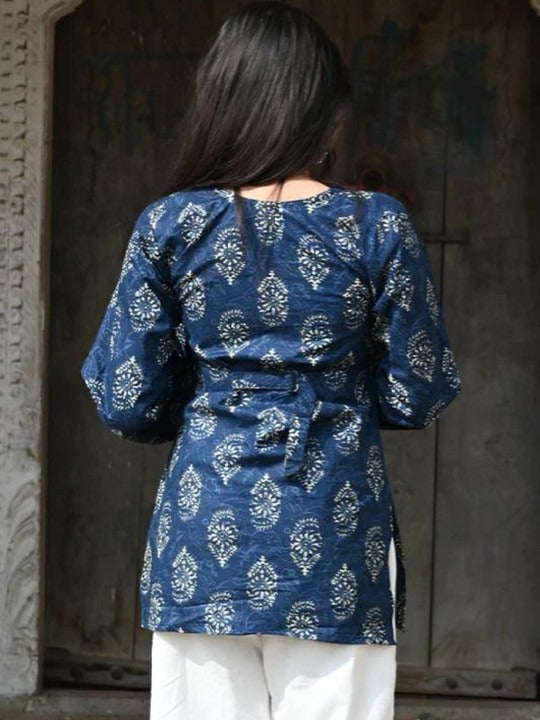 Paisley Printed Square Neck Pure Cotton Kurti