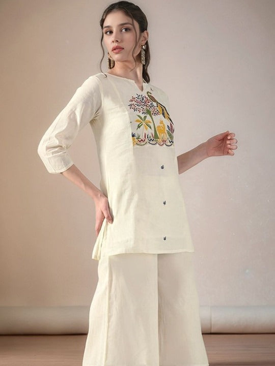 Women Embroidered Monochrome Tunic