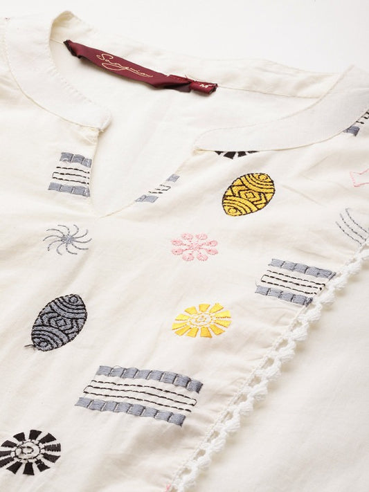 Ethnic Motifs Yoke Design Pure Cotton Short Kurti