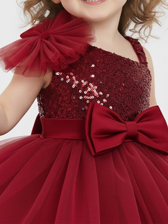 Embellished Embroidered One Shoulder Net Fit & Flare Dress