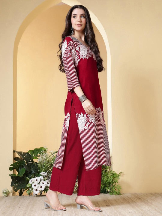 Women Floral Printed V-Neck Kurti