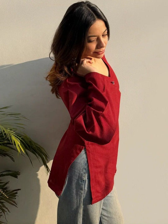 V-Neck Flared Sleeves Kurti