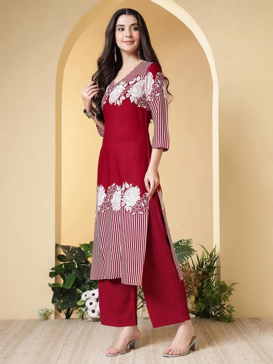 Women Floral Printed V-Neck Kurti