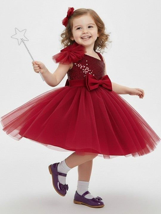 Embellished Embroidered One Shoulder Net Fit & Flare Dress