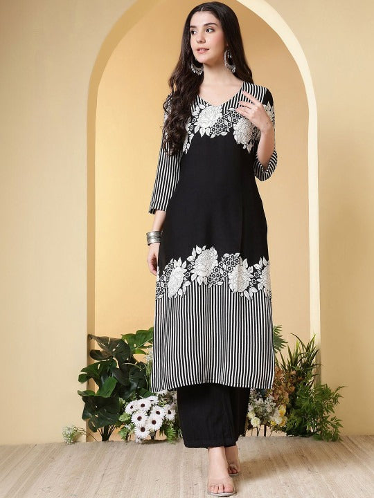 Floral Printed V-Neck Kurti