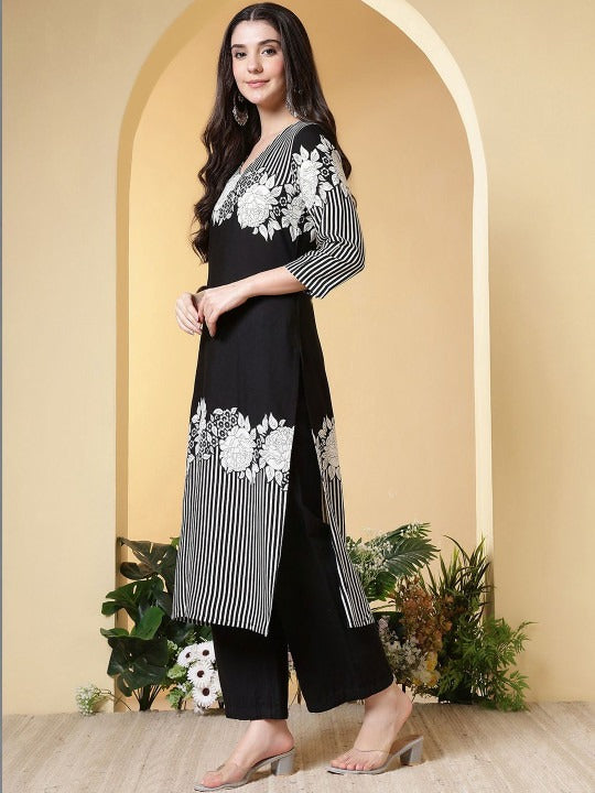 Floral Printed V-Neck Kurti
