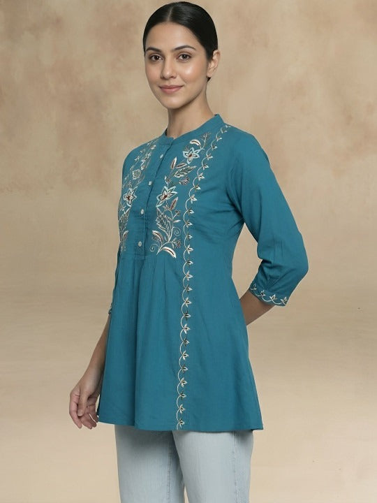 Mandarin Collar Embroidered Tunic