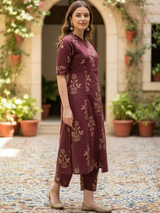 Women Ethnic Motifs Printed Regular Kurta with Trousers